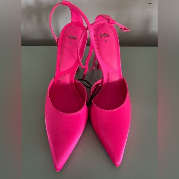 Zara Neon Pink High Heels Size 7 - Picture 8 of 16